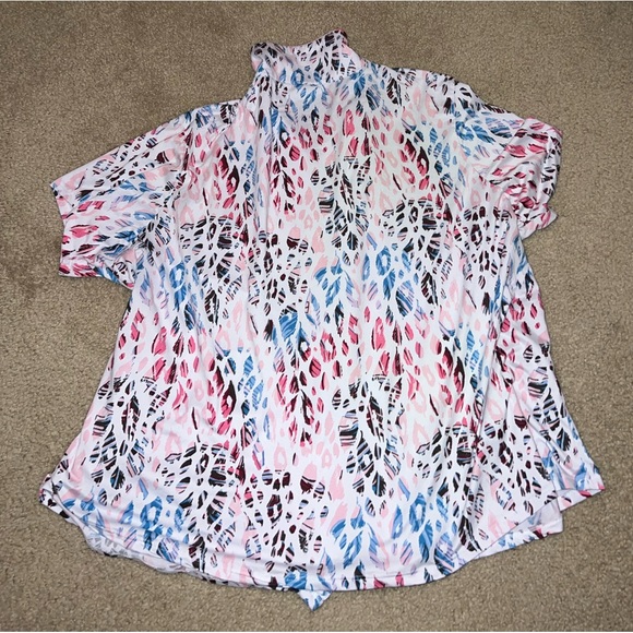 PJ Couture Pink & Blue Button Down Blouse - Picture 7 of 7